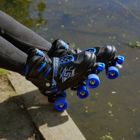 Blue and Black Roller Skates for Kids with 4 Wheel by The Magic Toy Shop - UKBuyZone