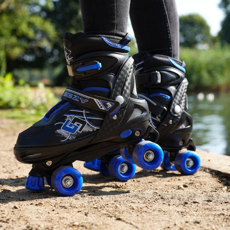 Blue and Black Roller Skates for Kids with 4 Wheel by The Magic Toy Shop - UKBuyZone