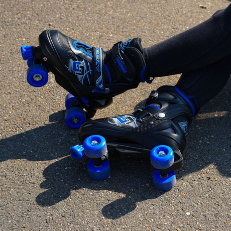 Blue and Black Roller Skates for Kids with 4 Wheel by The Magic Toy Shop - UKBuyZone
