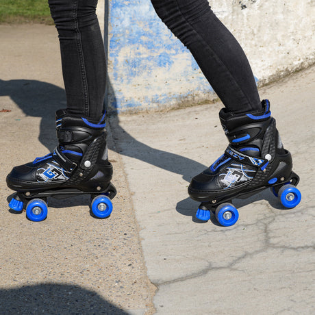 Blue and Black Roller Skates for Kids with 4 Wheel by The Magic Toy Shop - UKBuyZone