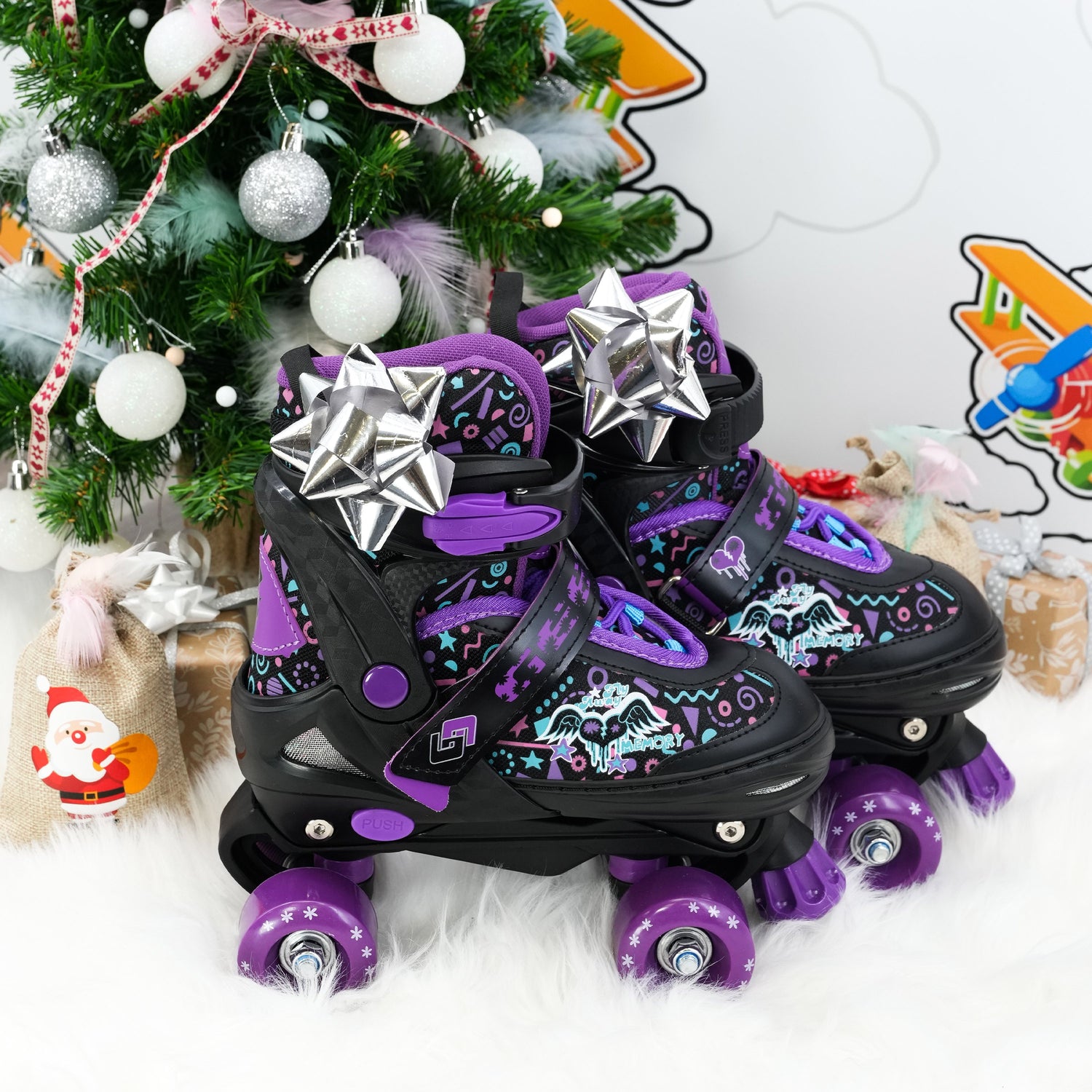 Purple Roller Skates for Kids with 4 Wheel by The Magic Toy Shop - UKBuyZone