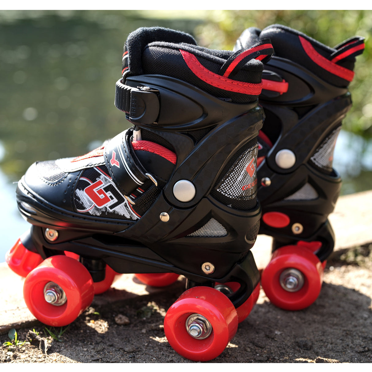 Red and Black Roller Skates for Kids with 4 Wheel by The Magic Toy Shop - UKBuyZone