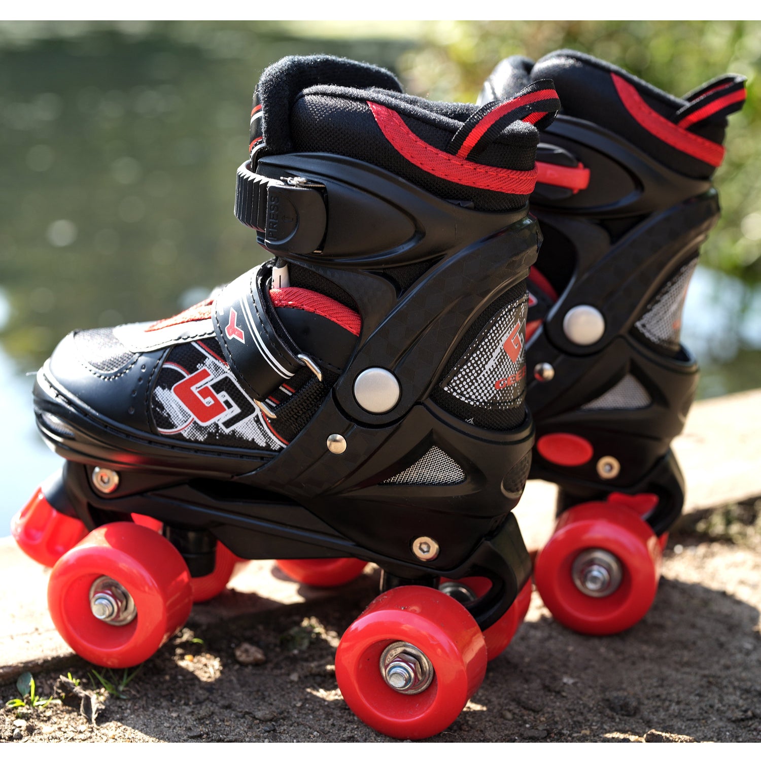 Red and Black Roller Skates for Kids with 4 Wheel by The Magic Toy Shop - UKBuyZone