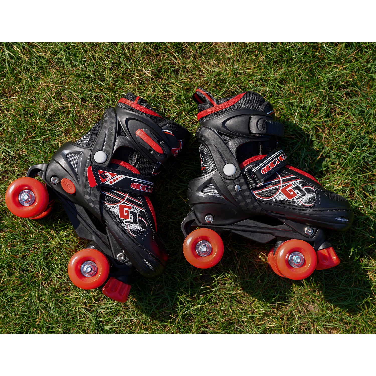 Red and Black Roller Skates for Kids with 4 Wheel by The Magic Toy Shop - UKBuyZone