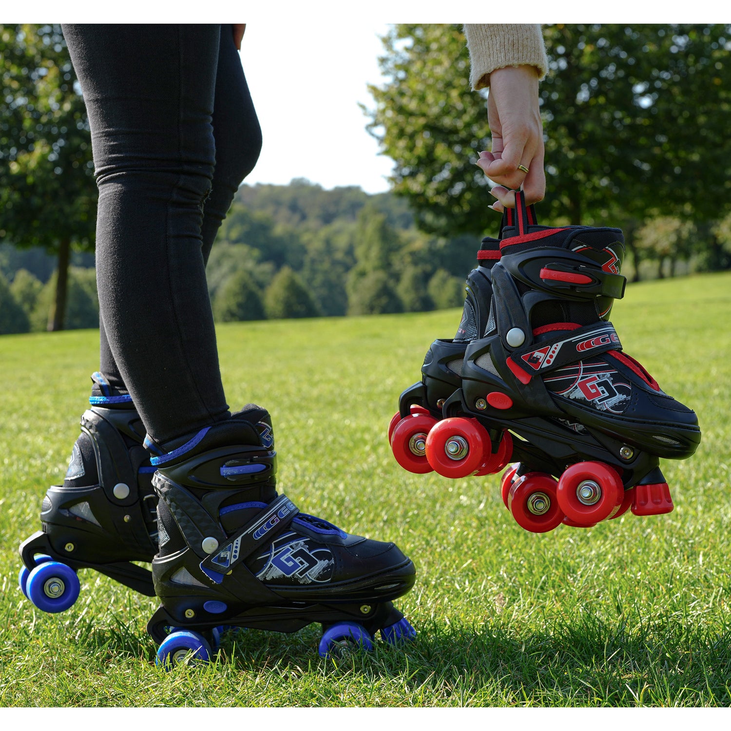 Red and Black Roller Skates for Kids with 4 Wheel by The Magic Toy Shop - UKBuyZone