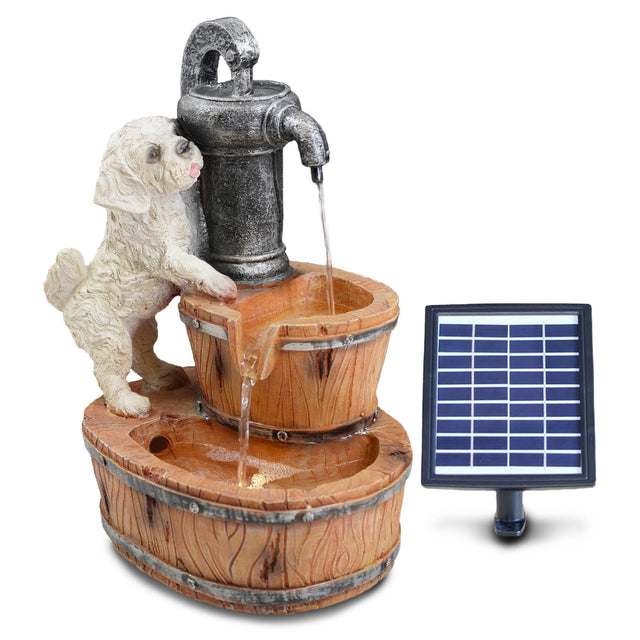 GEEZY Puppy Solar Water Feature Outdoor With LED