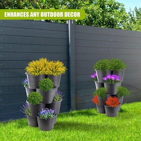 Set of 4 Trio Stackable Flower Pots by GEEZY - UKBuyZone