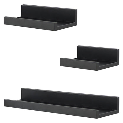 Wall Book Hanging Black Shelf Set of 3 by GEEZY - UKBuyZone