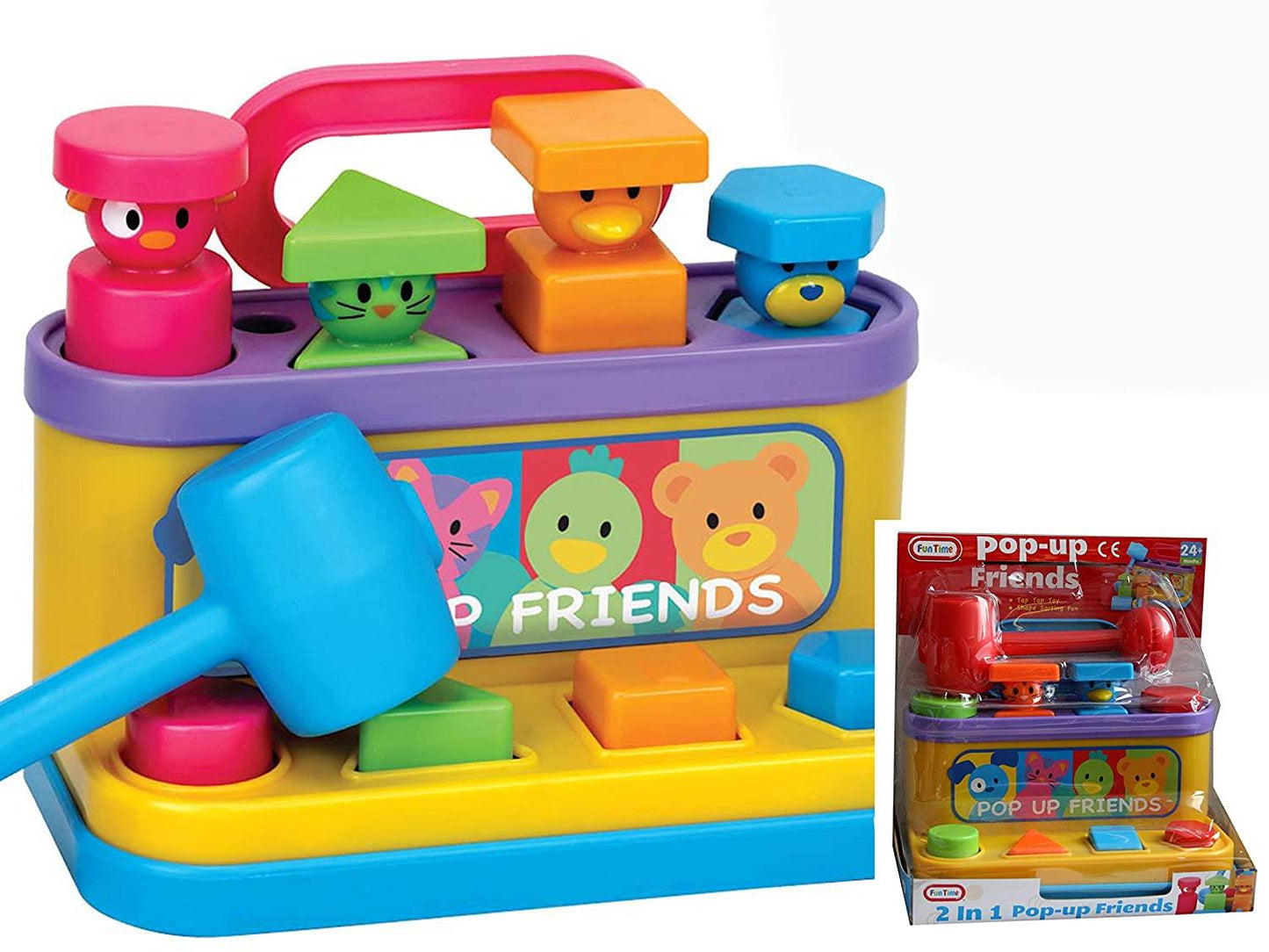 Multi-coloured Pop Up Friends with Hammer by The Magic Toy Shop - UKBuyZone