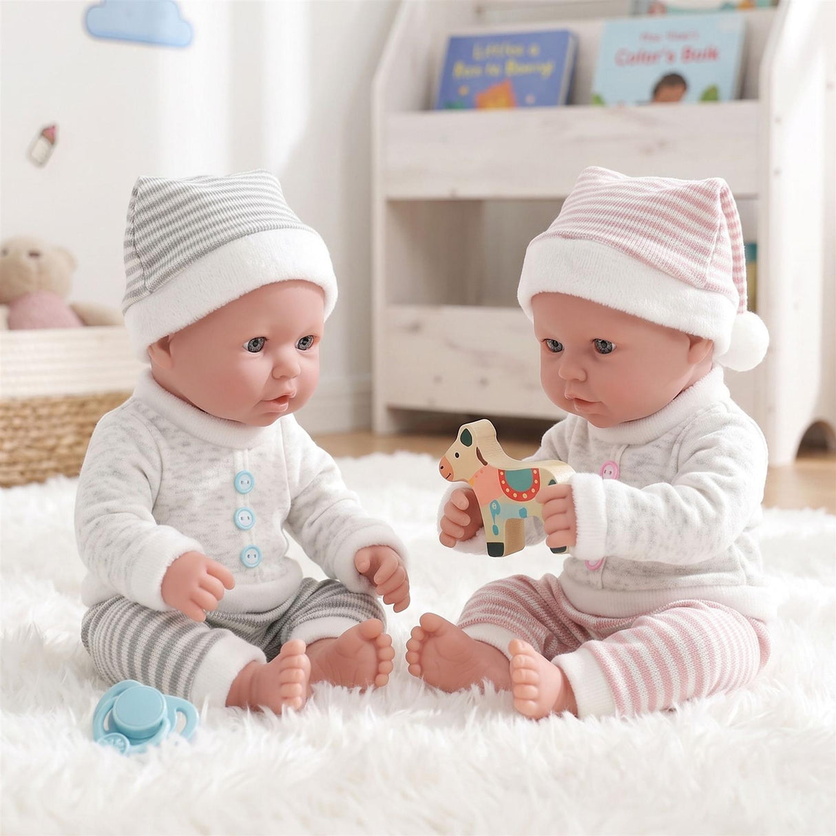 Twin Baby Dolls Dummy and Feeding Set