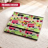 Foldable Road Works Large Storage Box from The Magic Toy Shop, featuring a road-themed design with buses and tractors on a