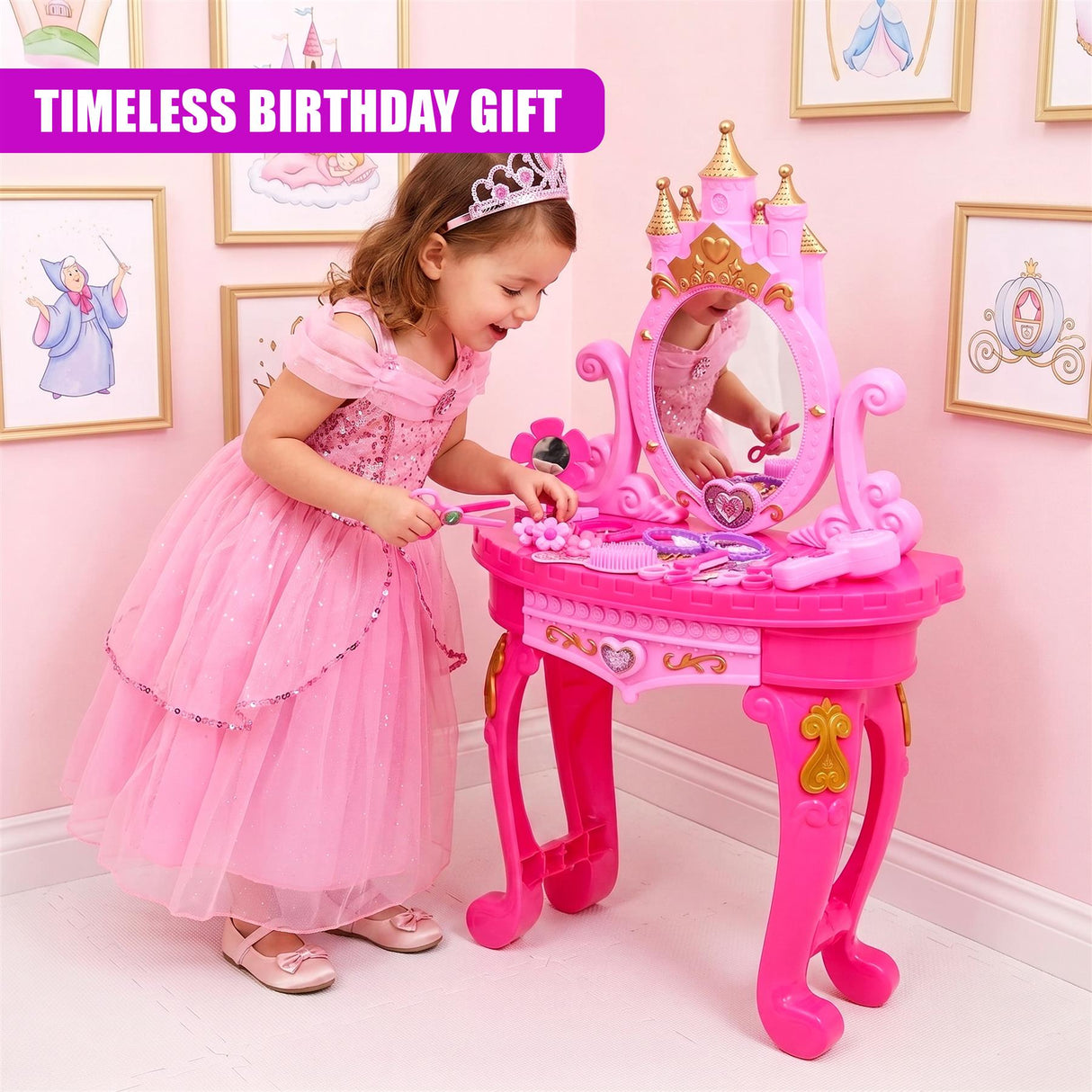 Princess Vanity Dressing Table, Stool & Toy Accessories