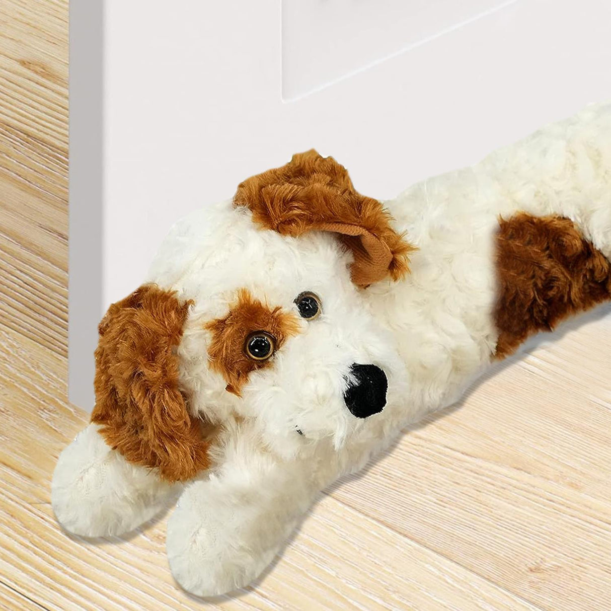 Brown and white plush dog toy - UKBuyZone