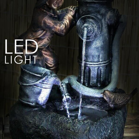 GEEZY Fire Hydrant Water Feature Outdoor With LED