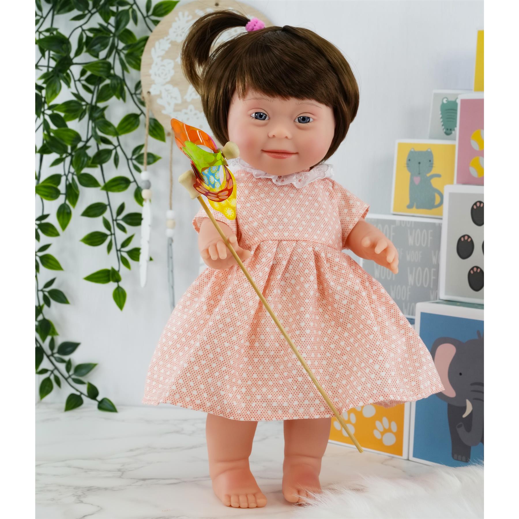 Brown Hair Girl Baby Doll with Down Syndrome by BiBi Doll - UKBuyZone