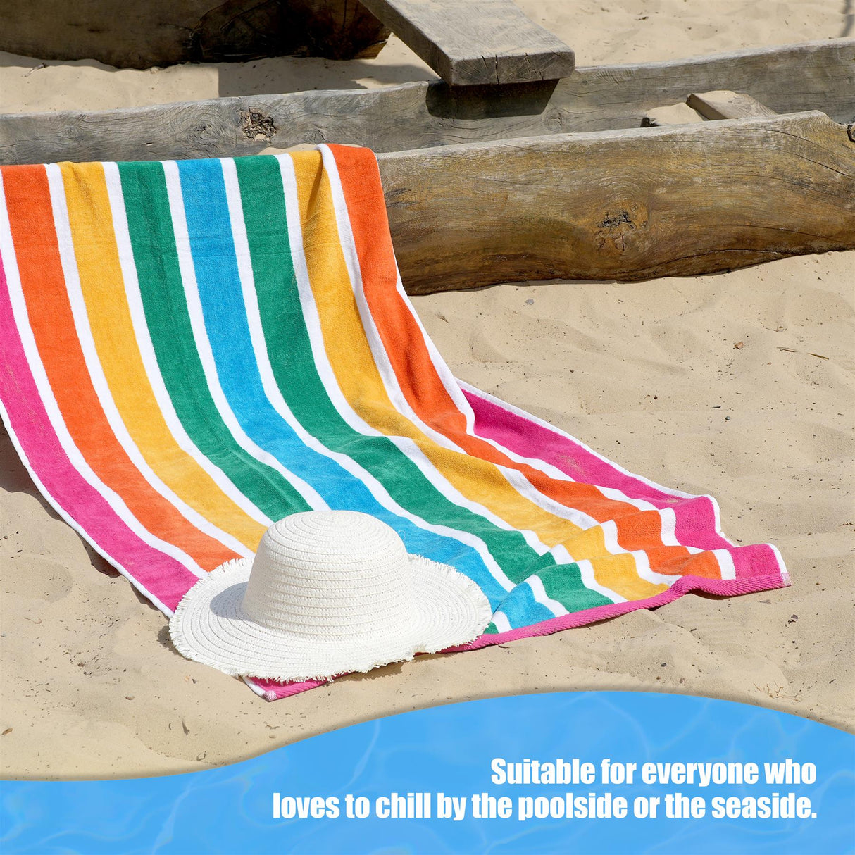 Velour Striped Beach Towel Tropical Burst by Geezy - UKBuyZone