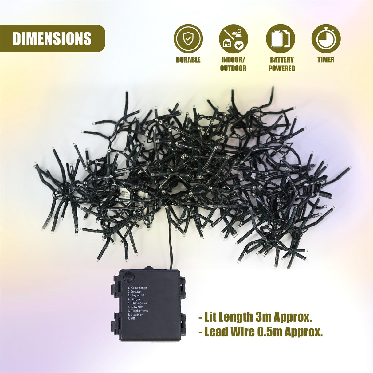 300 LED Cluster Christmas Lights - Warm White