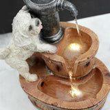 Puppy Solar Water Feature Outdoor With LED by GEEZY - UKBuyZone