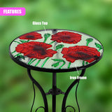 Round Side Mosaic Garden Table With Poppies Design by Geezy - UKBuyZone