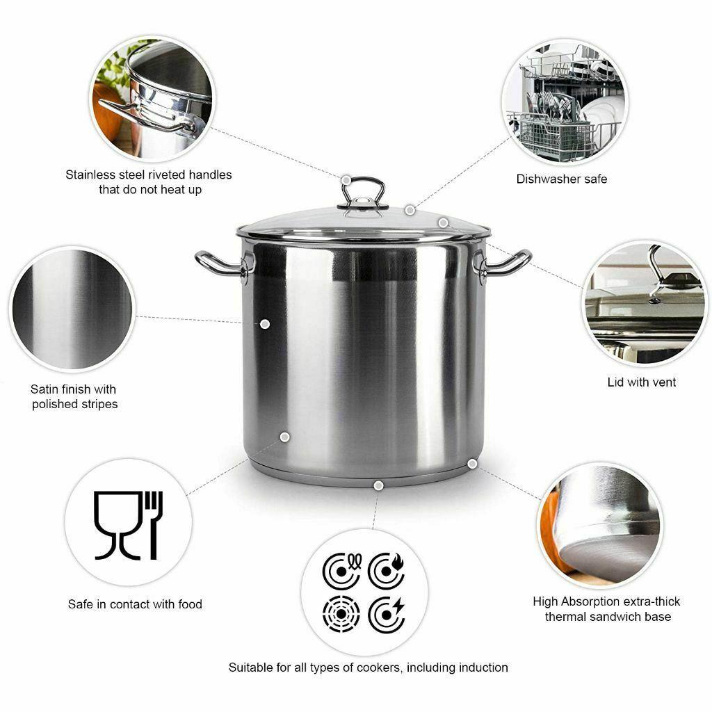 9 Litre Stock Pot With Glass Lid by Geezy - UKBuyZone