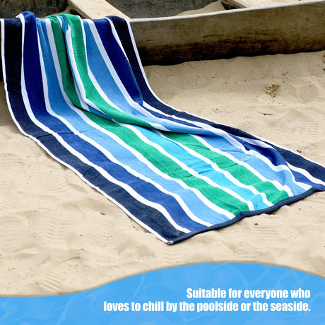 Velour Striped Beach Towel Midnight Oasis by GEEZY - UKBuyZone