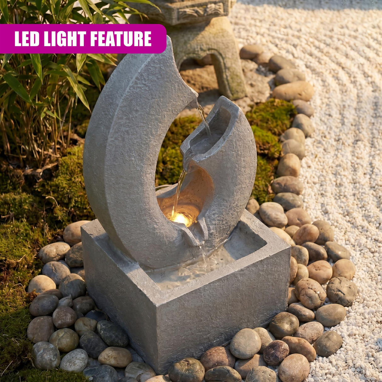 Horn Solar Water Feature with LED Lights
