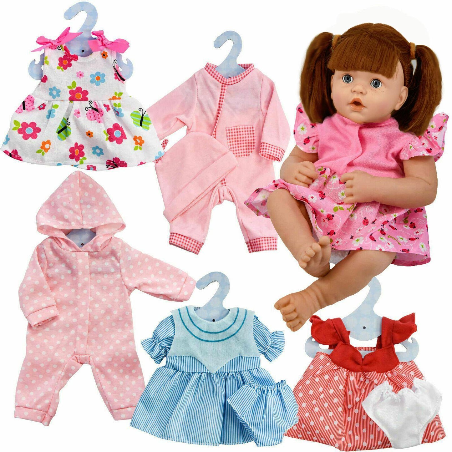 Baby Doll Clothes Set of 6 for Dolls 12-16" by BiBi Doll - UKBuyZone