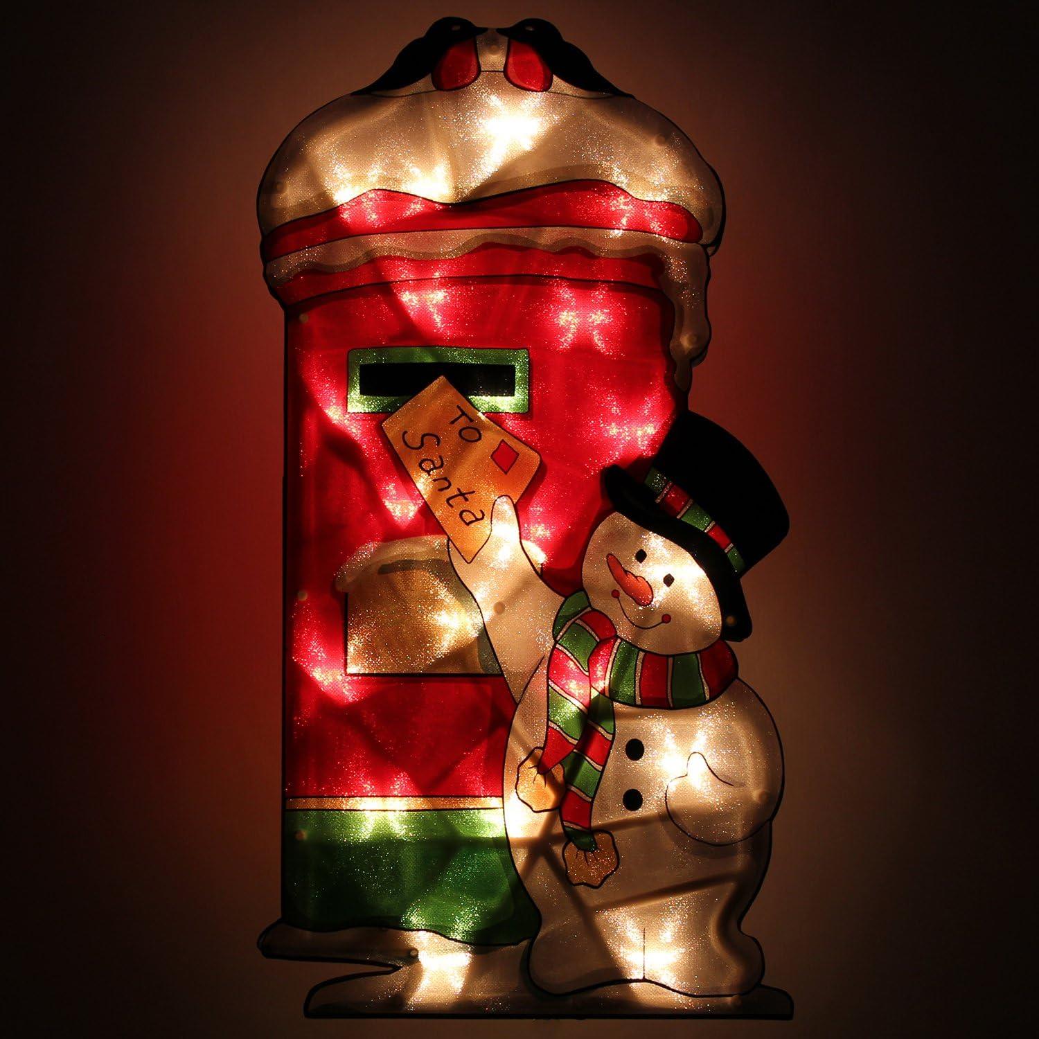 Christmas Silhouette Lights Postbox Snowman by GEEZY - UKBuyZone