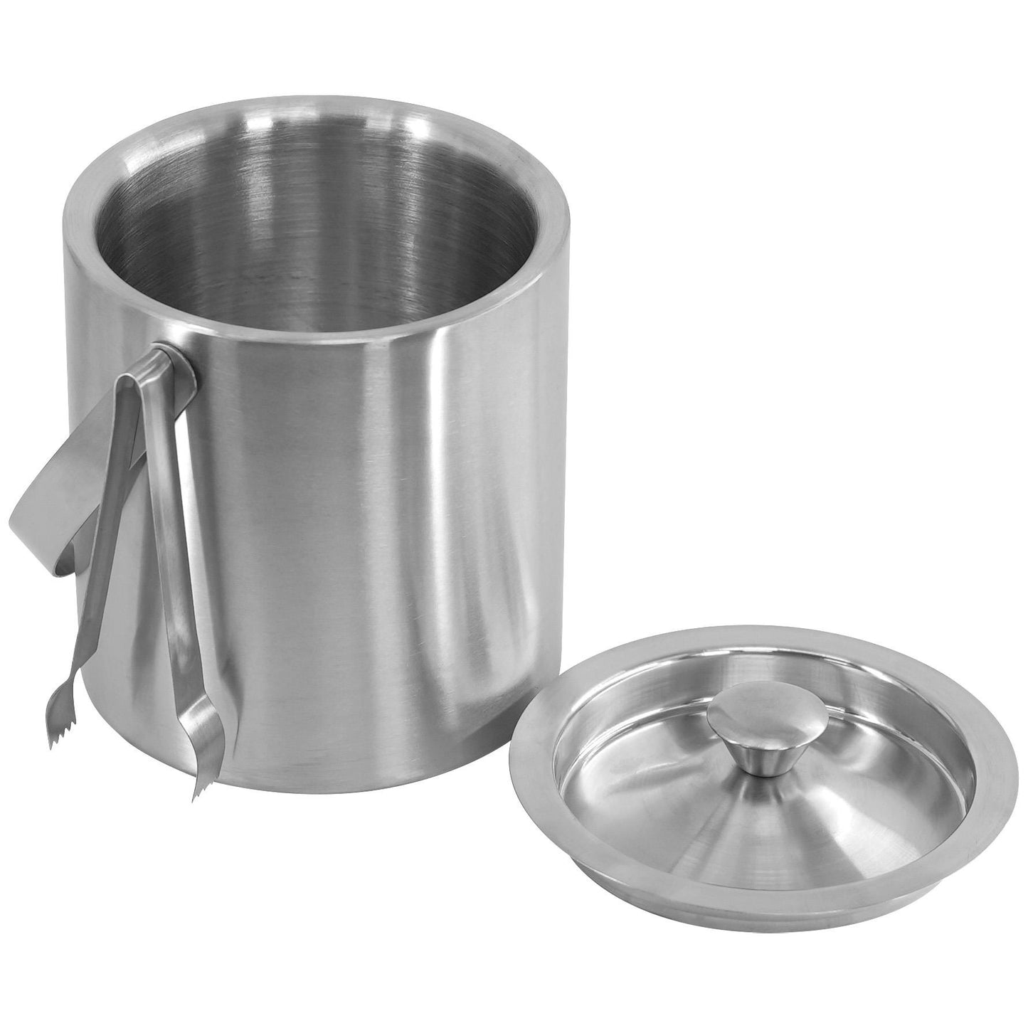Stainless Steel Ice Bucket With Lid And Ice Tongs by Geezy - UKBuyZone