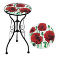 Round Side Mosaic Garden Table With Poppies Design by Geezy - UKBuyZone