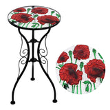 Round Side Mosaic Garden Table With Poppies Design by Geezy - UKBuyZone