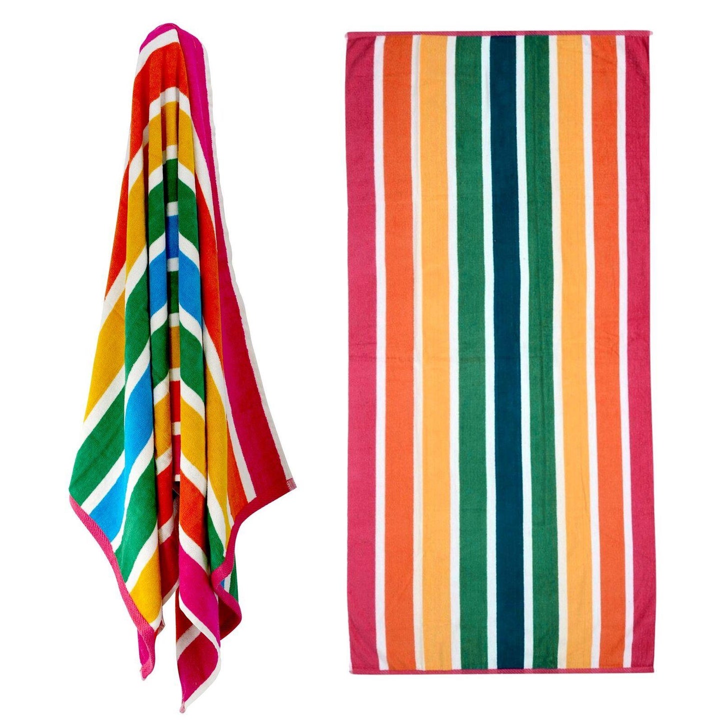 Large Velour Striped Beach Towel (Tropical Burst) by Geezy - UKBuyZone