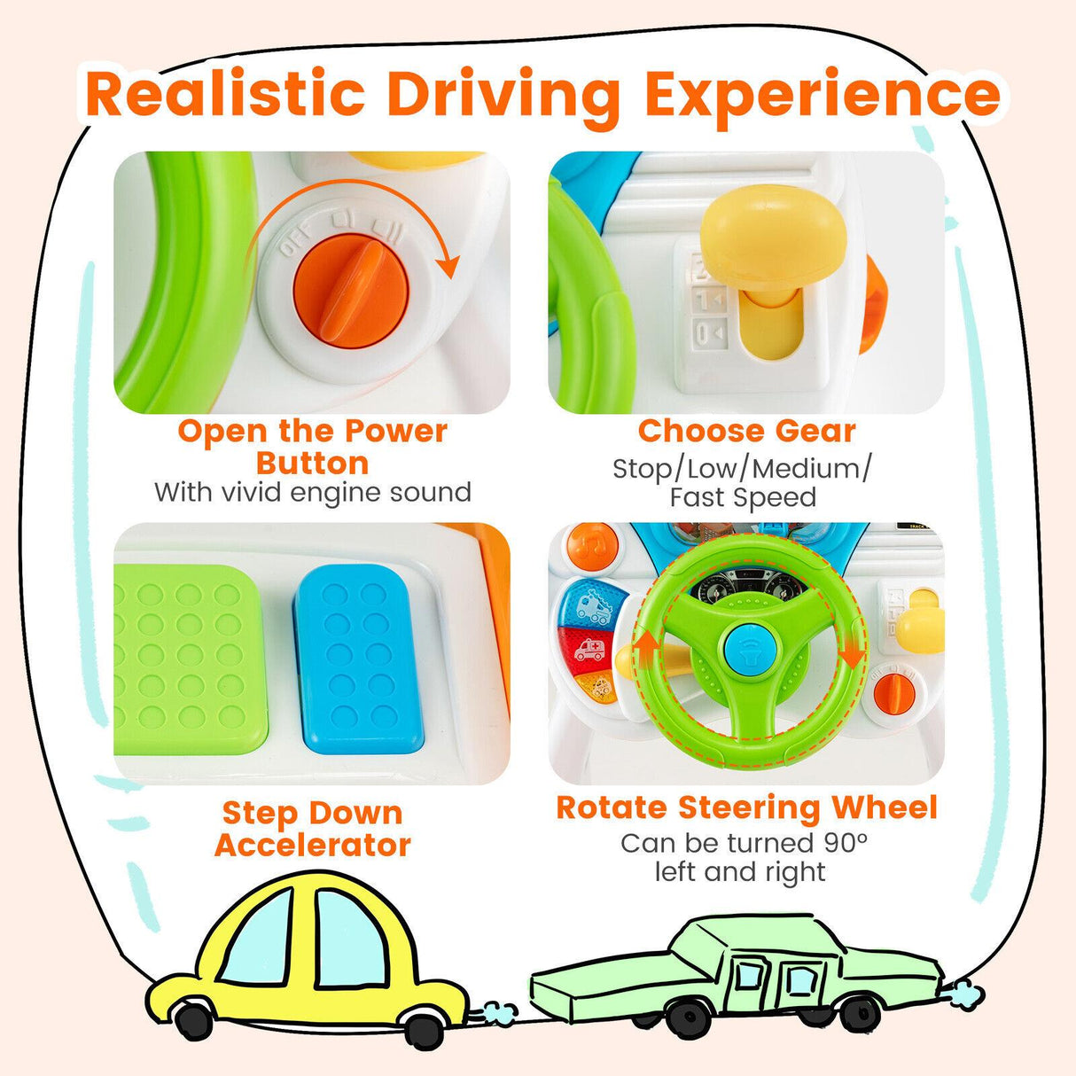 Freestanding Electronic Steering Wheel Driving Simulator Toy by The Magic Toy Shop - UKBuyZone