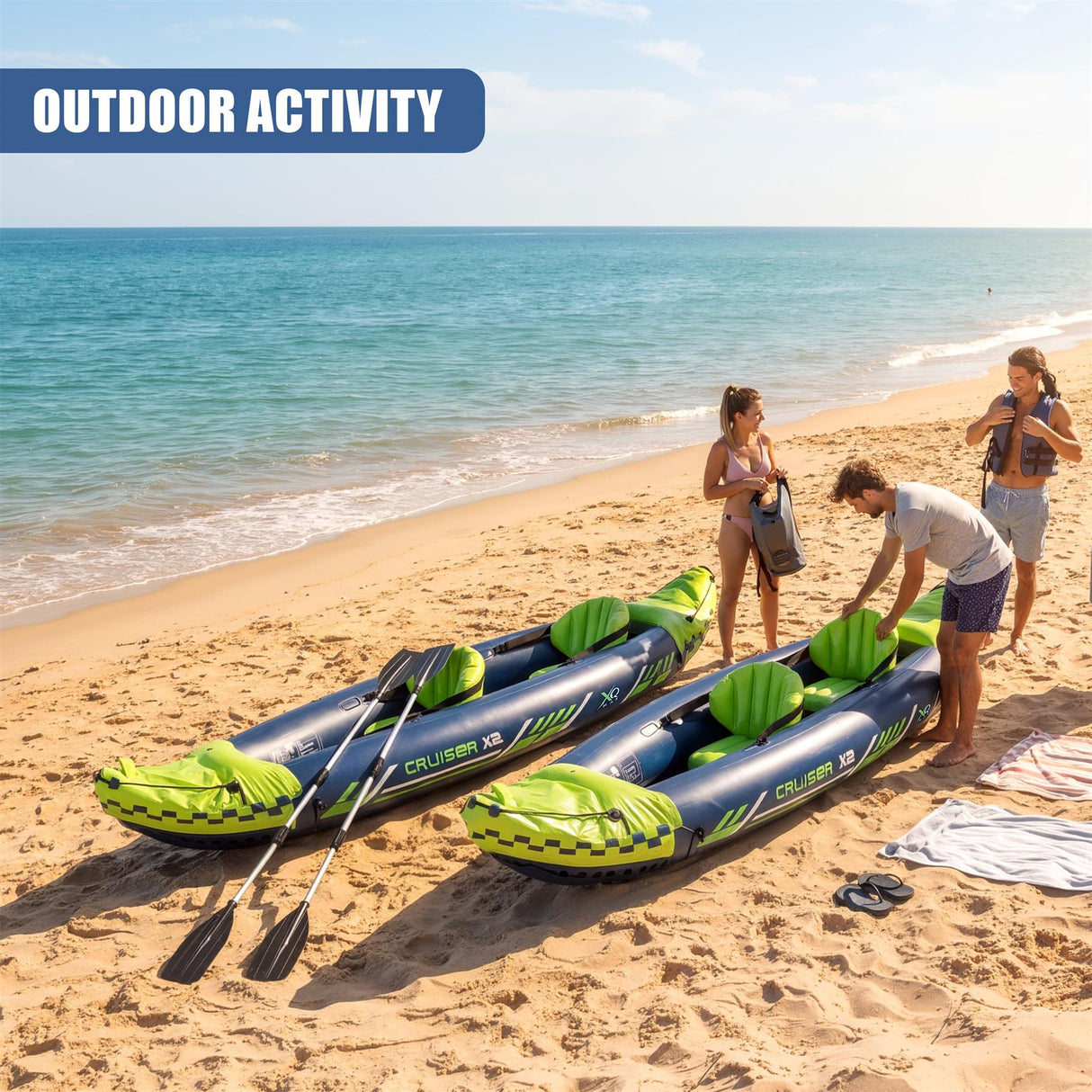 2 Person Inflatable Kayak Set