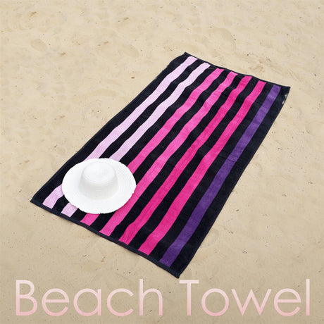 Velour Striped Beach Towel Sunset by GEEZY - UKBuyZone