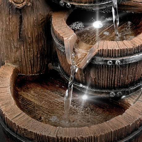 Barrel Water Feature Outdoor With LED by GEEZY - UKBuyZone