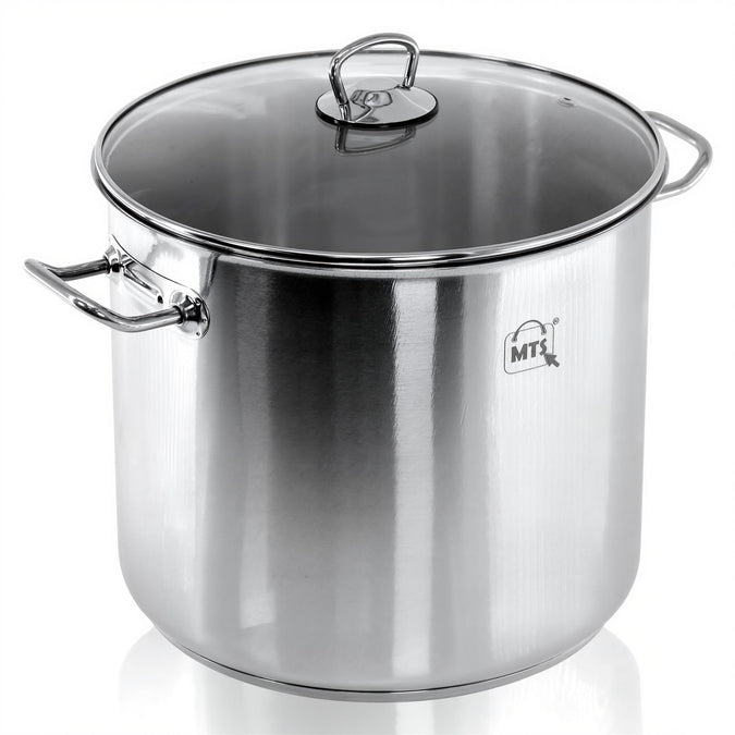 Stainless Steel Stock Pot with Glass Lid - 20 L - UKBuyZone
