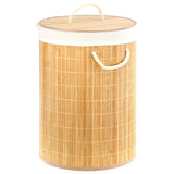 Round Bamboo Laundry Hamper 48L