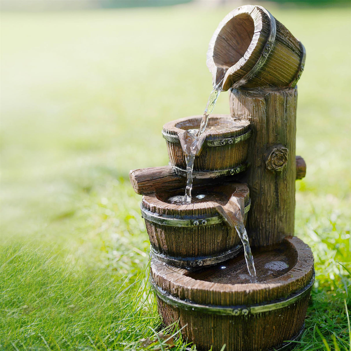 Barrel Water Feature Outdoor With LED by GEEZY - UKBuyZone