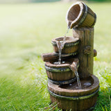 Barrel Water Feature Outdoor With LED by GEEZY - UKBuyZone