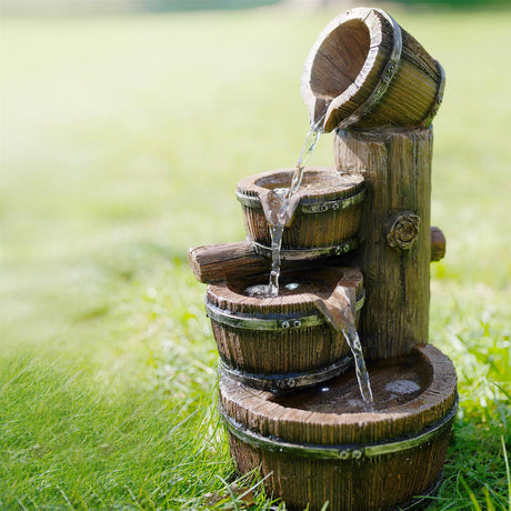 Barrel Water Feature Outdoor With LED by GEEZY - UKBuyZone