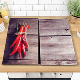 Glass Cutting Boards with Chili Pepper Design by Geezy - UKBuyZone