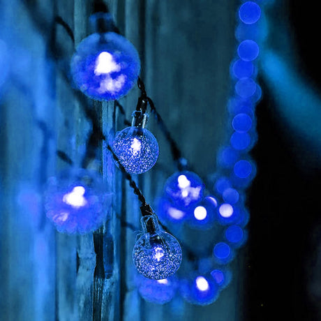 White & Blue Led String Lights In Crystal Balls Design by GEEZY - UKBuyZone