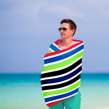 Velour Striped Beach Towel Sanguine by Geezy - UKBuyZone