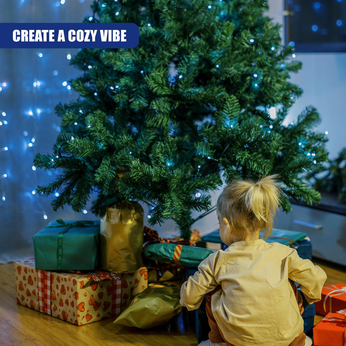 300 LED Cluster Christmas Lights - Blue & White