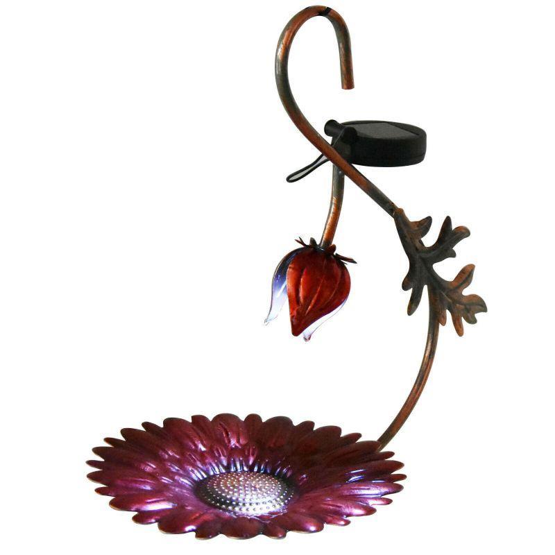 Solar LED Light Red Hanging Metal Bird Feeder by Geezy - UKBuyZone