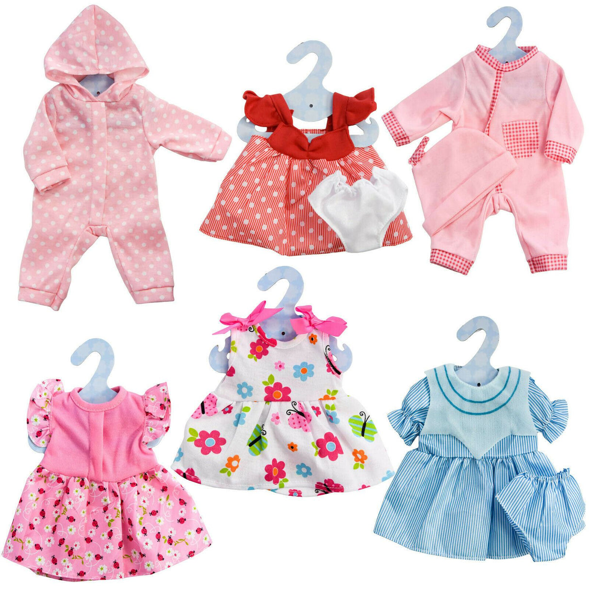 Baby Doll Clothes Set of 6 for Dolls 12-16"