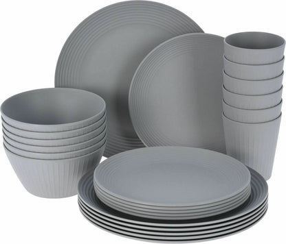 24 Pcs Grey Picnic Dinner Set for 6 People by Geezy - UKBuyZone