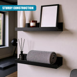 Black Wall Hanging Shelf 30 cm Pack 2