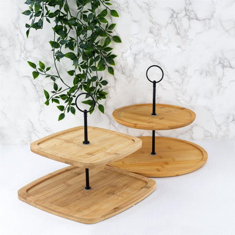 2 Tier Wooden Serving Stand by Geezy - UKBuyZone